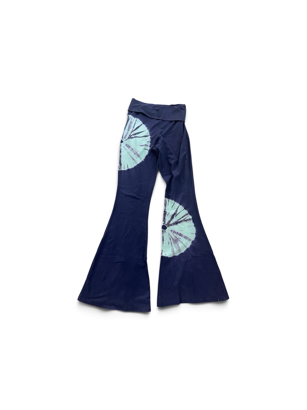Volcom Navy Flared Leggings with Aqua Tie-Dye Circles